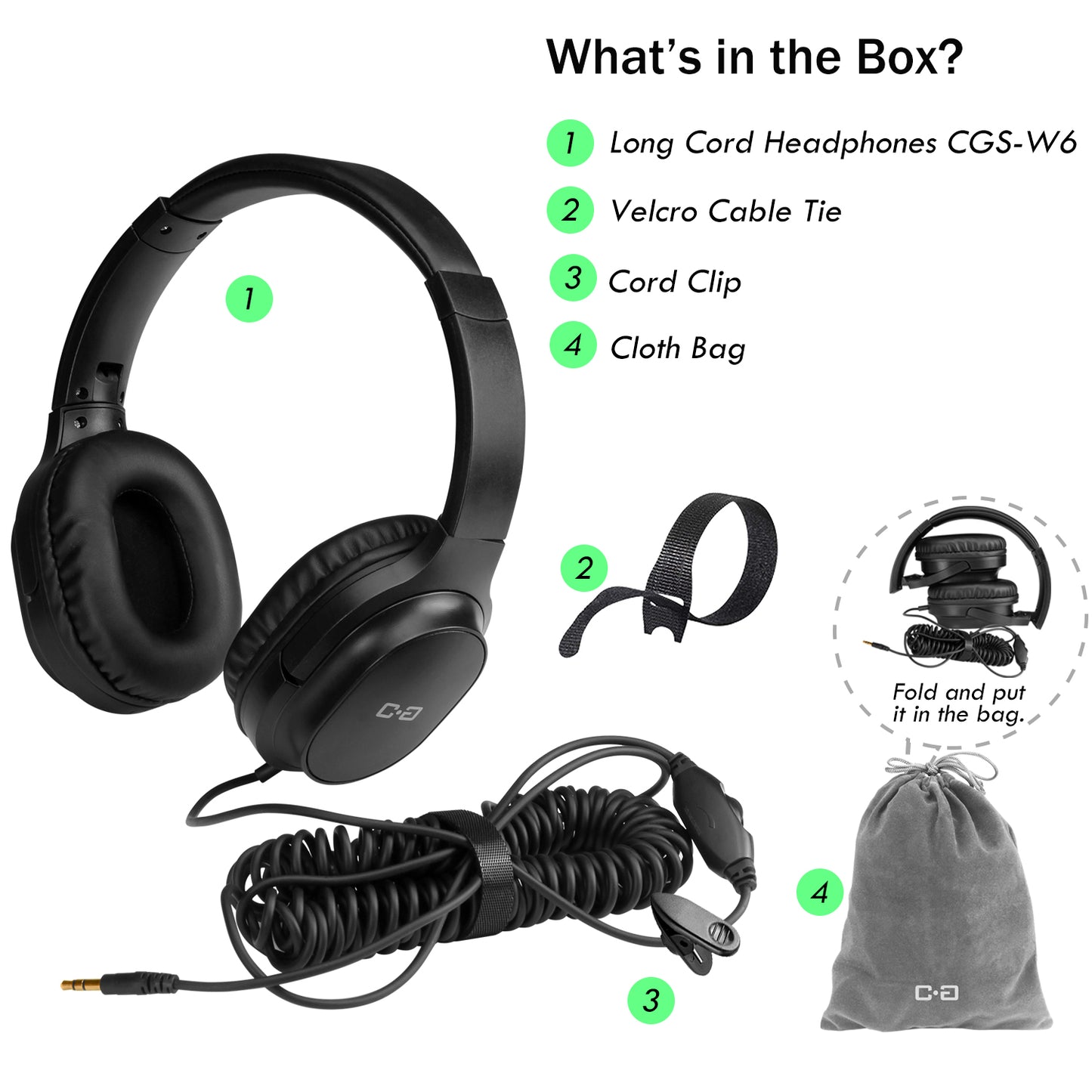 TV Headphones with Extra-Long Cord