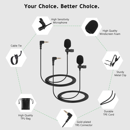 3.5mm Lavalier Microphones - 2 Packs