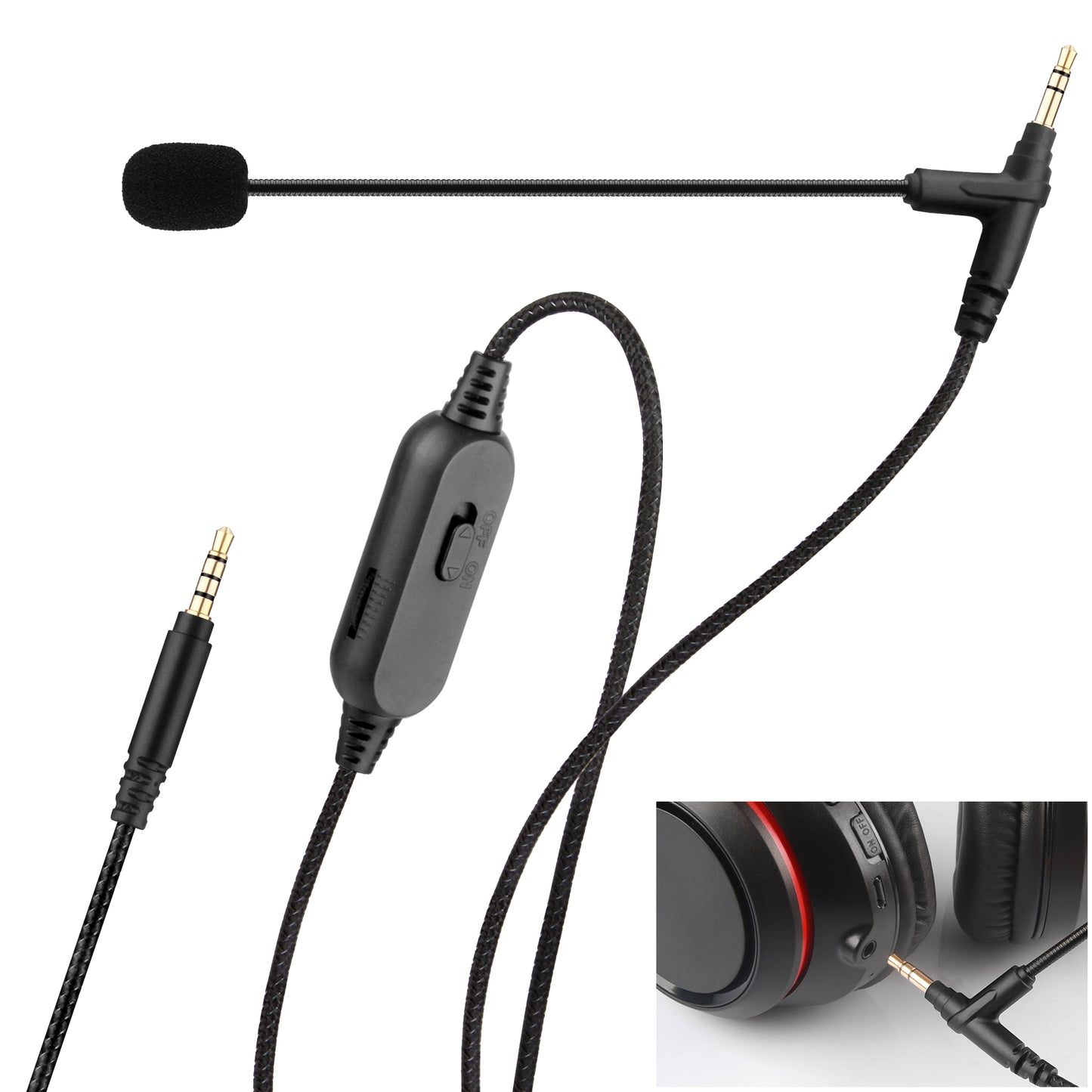 Detachable Boom Mic Cable for Headphones