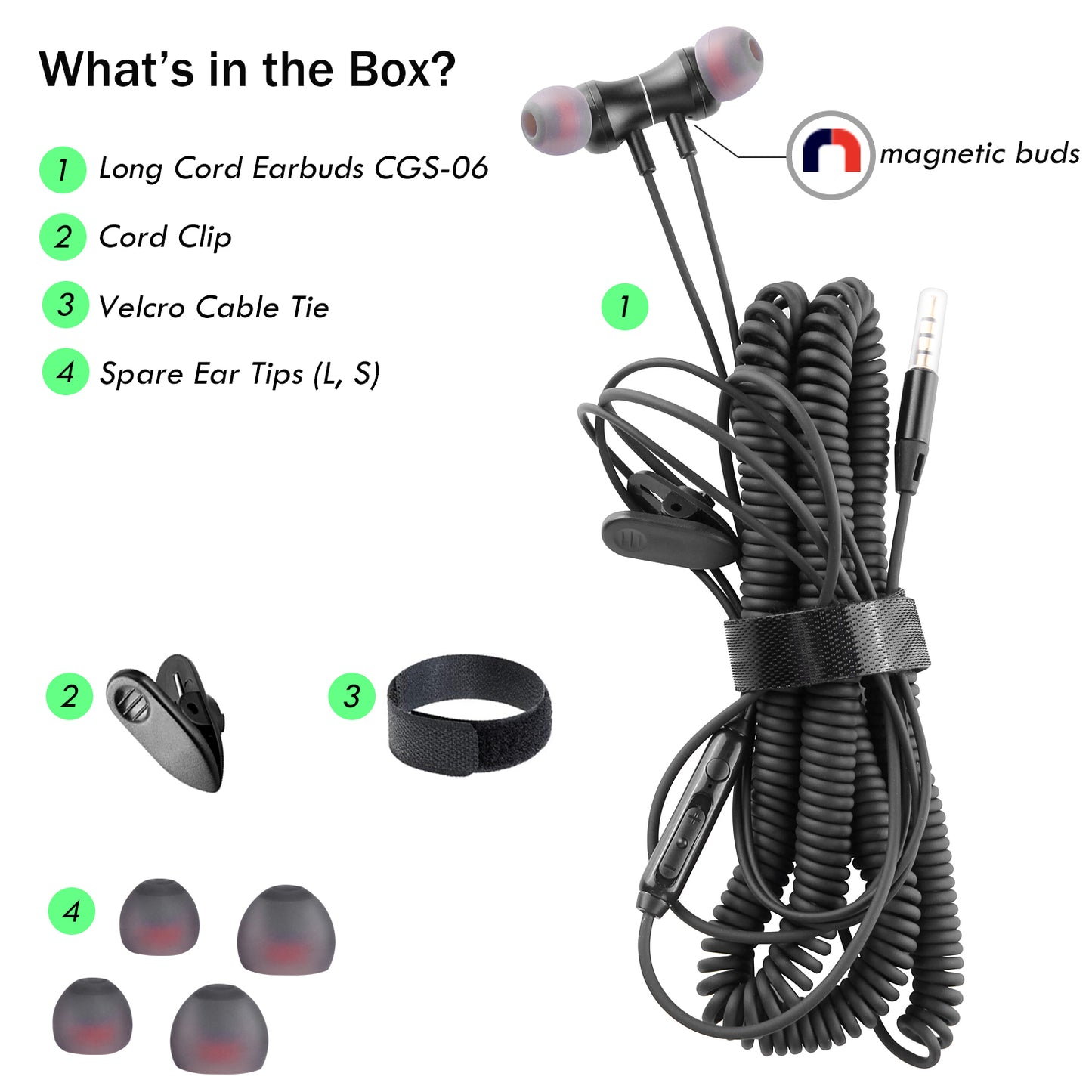 Earbuds with 12ft Long Cord