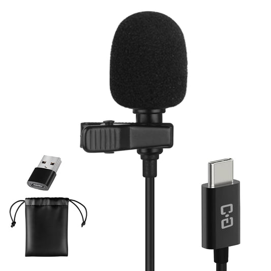 USB-C / USB-A Lavalier Microphone for Phones & PC