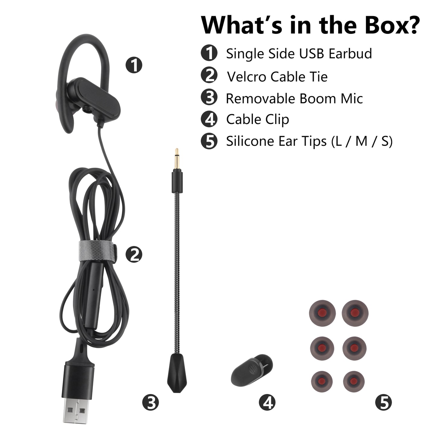 Single-Side USB Earbud with Earhook