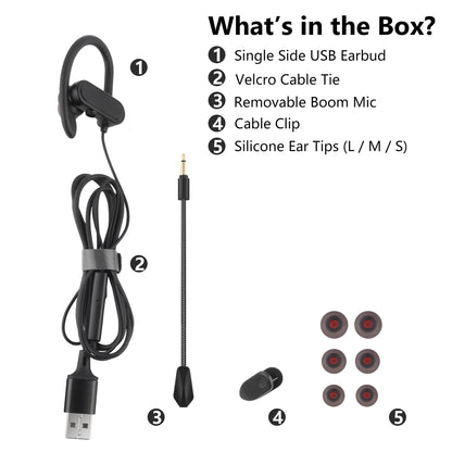 Single-Side USB Earbud with Earhook