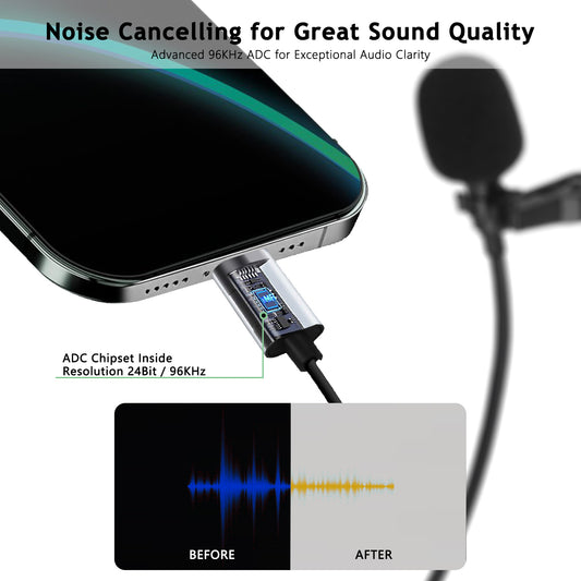 USB-C / USB-A Lavalier Microphone for Phones & PC
