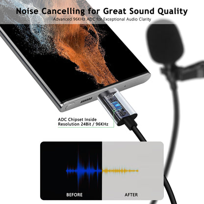 USB-C / USB-A Lavalier Microphone for Phones & PC
